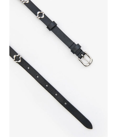 Odena Leather Belt - Black / Silver
